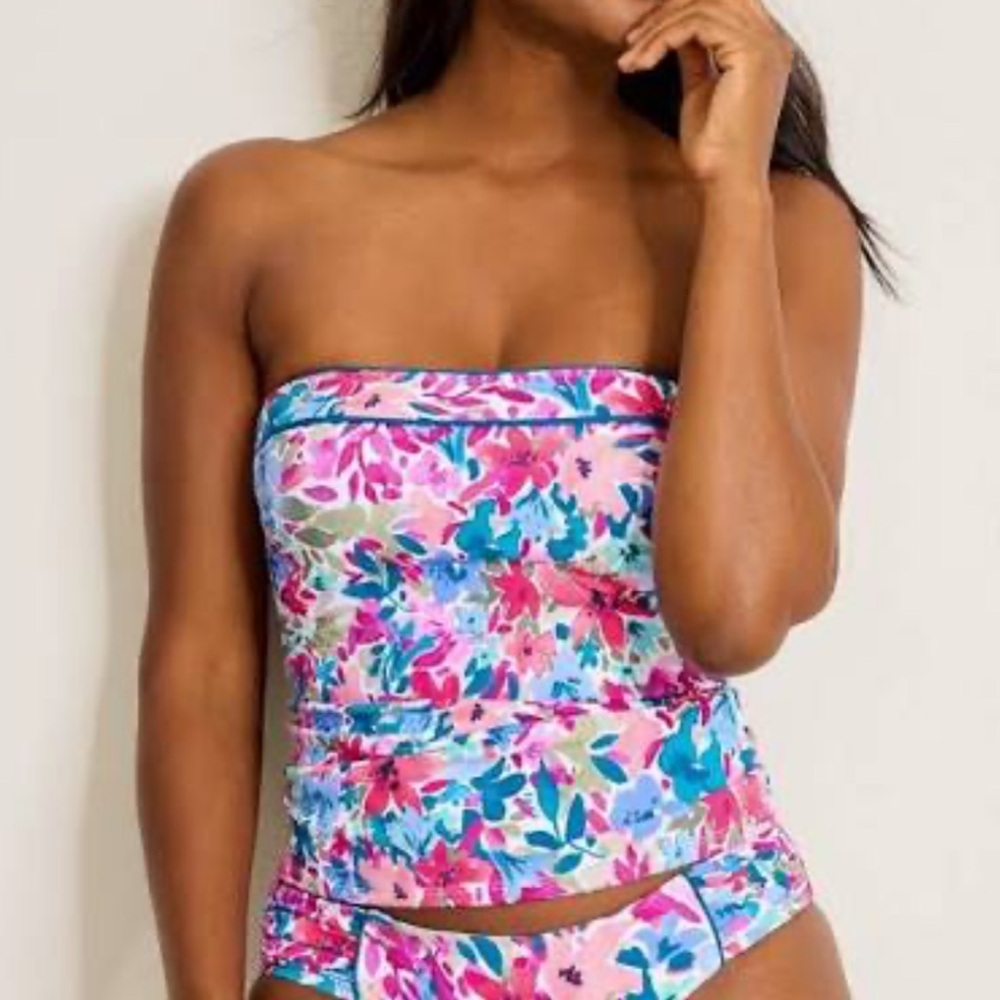 Tommy Bahama Watercolor Floral Bandeau Tankini Top